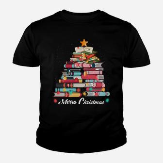Cute Christmas Tree Books Clothing Book Lover Gifts Holiday Sweatshirt Youth T-shirt | Crazezy