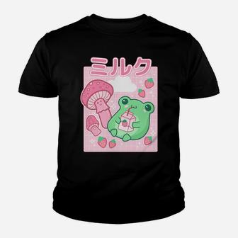 Cute Cottagecore Frog Strawberry Retro 90S Kawaii Aesthetic Youth T-shirt | Crazezy