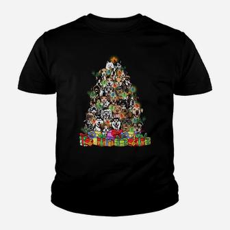 Cute Dog Christmas Tree Fairy Lights Xmas Pet Puppy Dad Mom Sweatshirt Youth T-shirt | Crazezy