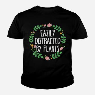 Cute Easily Distracted By Plants Gardening Youth T-shirt | Crazezy CA