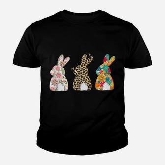 Cute Easter Bunnies Leopard Bunny And Flower Bunnies Youth T-shirt | Crazezy CA