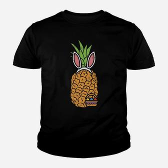 Cute Easter Pineapple Bunny Egg Hunt Fruit Lover Gift Youth T-shirt | Crazezy CA