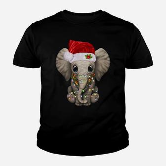 Cute Elephant Christmas Light Funny Elephant Lover Xmas Gift Sweatshirt Youth T-shirt | Crazezy