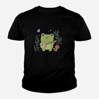 Cute Frog Banjo Butterfly Youth T-shirt | Crazezy