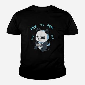 Cute Gaming Panda Pew Video Game Computer Player Youth T-shirt | Crazezy
