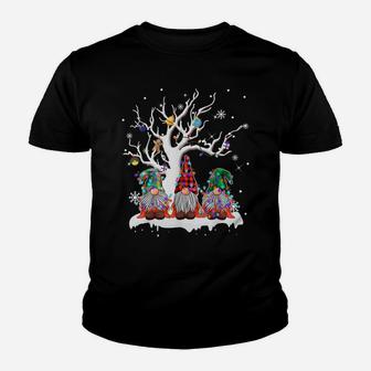 Cute Gnome Buffalo Plaid Christmas Tree Light Ugly Santa Hat Sweatshirt Youth T-shirt | Crazezy CA