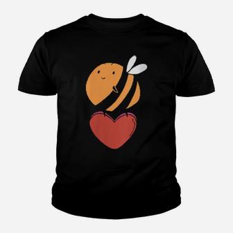 Cute Honeybee Valentine's Day Bee With Heart Youth T-shirt - Monsterry UK