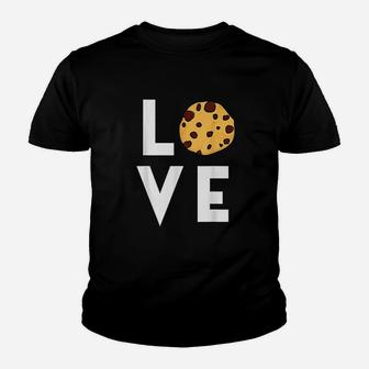 Cute I Love Chocolate Chip Cookies Funny Baking Gift Foodie Youth T-shirt | Crazezy