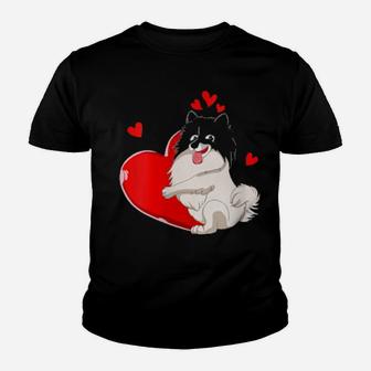 Cute Keeshond Valentines Day Holding Heart My Valentine Youth T-shirt - Monsterry