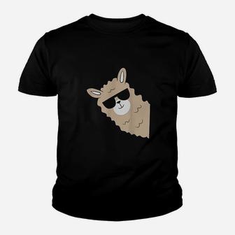 Cute Llama Alpaca With Sunglasses Youth T-shirt | Crazezy