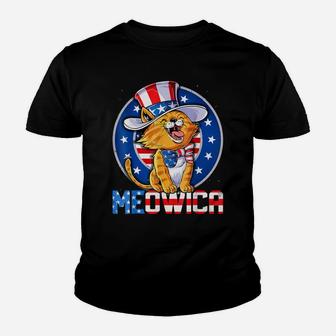 Cute Meowica 4Th Of July Kitty Cat Usa American Flag 'Merica Youth T-shirt | Crazezy CA
