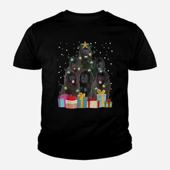 Cute Newfoundland Dog Christmas Tree Light Pet Puppy Dad Mom Youth T-shirt | Crazezy CA