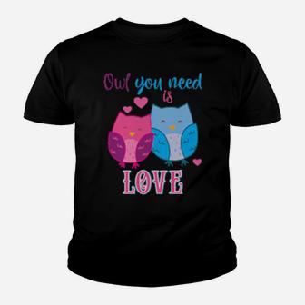 Cute Owl You Need Is Love Valentines Day Owl Lover Youth T-shirt - Monsterry UK
