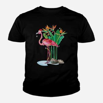 Cute Pink Flamingo Christmas Lights Xmas Tree Gift Sweatshirt Youth T-shirt | Crazezy UK