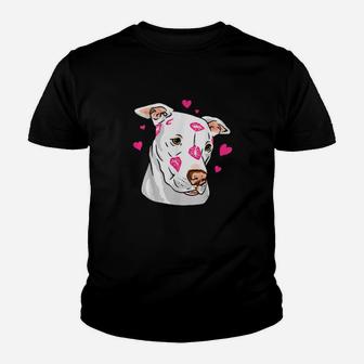 Cute Pitbull Dog Love And Hearts Valentines Day Youth T-shirt - Monsterry AU