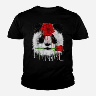 Cute Red Rose Flower And Panda Animal Graphic Gift Idea Youth T-shirt | Crazezy AU