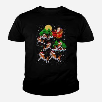 Cute Reindeer Beagle Pull Santas Sleigh Xmas Gift Youth T-shirt - Monsterry AU