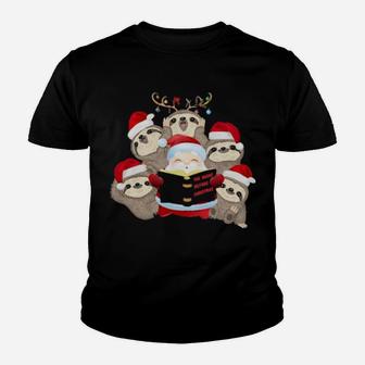 Cute Santa Claus With Sloths Youth T-shirt - Monsterry