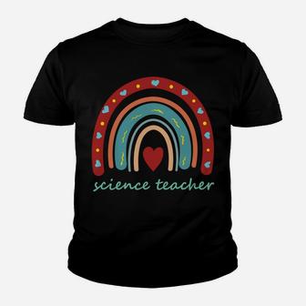Cute Science Teacher Boho Rainbow Hearts Youth T-shirt | Crazezy