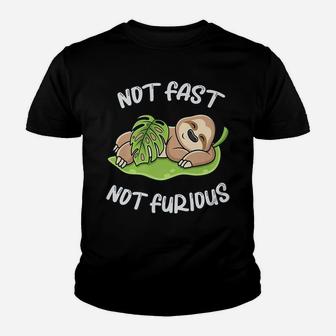 Cute Sloth Sleep Funny Saying Not Fast Not Furious Sluggish Youth T-shirt | Crazezy