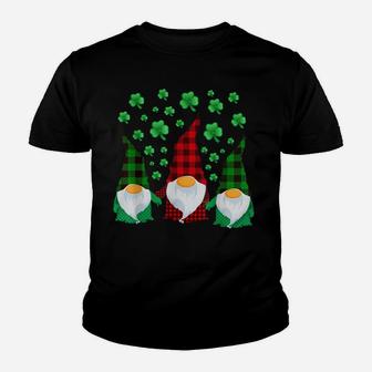 Cute Three Gnomes Shamrocks Buffalo Plaid Saint Patrick Day Youth T-shirt | Crazezy