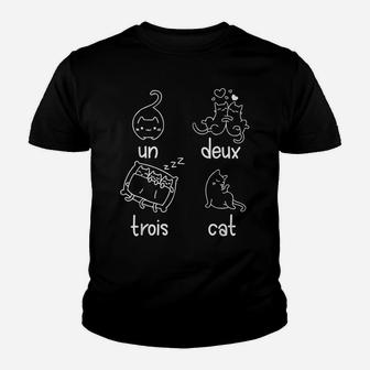 Cute Un Deux Trois Cat Loving French 1-2-3-4 Counting Kitty Youth T-shirt | Crazezy CA