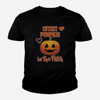 Cutest Pumpkin In The Patch Smile Face Youth T-shirt | Crazezy