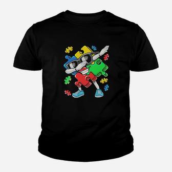 Dabbing Autism Puzzle Piece Love Youth T-shirt - Monsterry DE