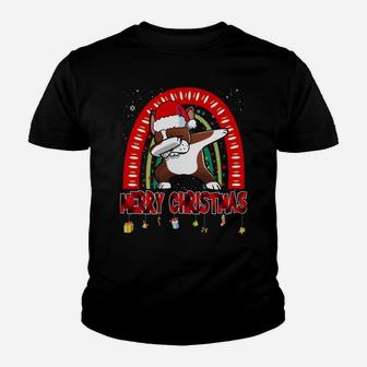 Dabbing Boston Terrier Dog Boho Rainbow Funny Christmas Youth T-shirt | Crazezy