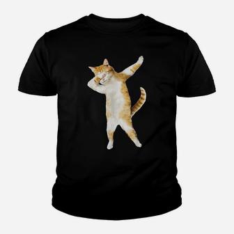 Dabbing Cat Kitten Funny Dab Tee Cool Dance Kitty Youth T-shirt | Crazezy