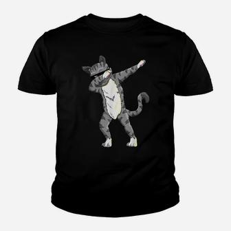 Dabbing Cat Shirt - Funny Cat Dab Dance Tshirt Gift Youth T-shirt | Crazezy