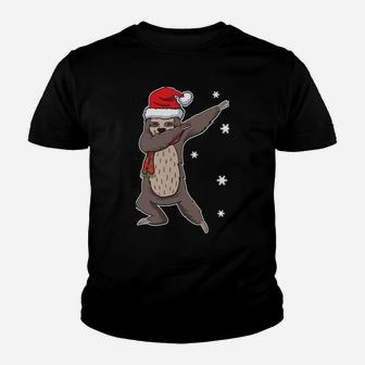 Dabbing Dab Funny Snowflakes Sloth Christmas Santa Claus Sweatshirt Youth T-shirt | Crazezy