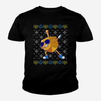 Dabbing Dreidel Ugly Hanukkah Sweater Xmas Chanukah Gift Youth T-shirt | Crazezy