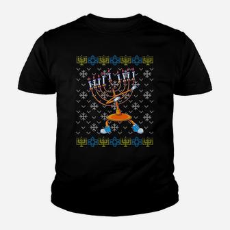 Dabbing Menorah Ugly Hanukkah Sweater Xmas Chanukah Gift Youth T-shirt | Crazezy