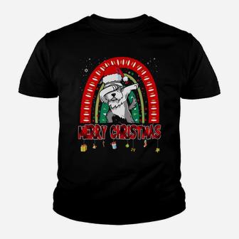 Dabbing Miniature Schnauzer Dog Boho Rainbow Funny Christmas Youth T-shirt | Crazezy