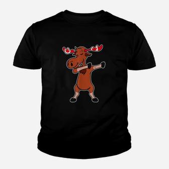 Dabbing Moose Dancing Canada Elk Canadian Flag Gift Youth T-shirt | Crazezy