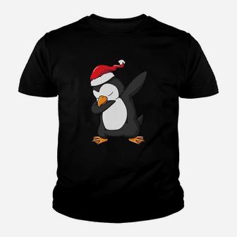 Dabbing Penguin Santa Hat Funny Xmas Gift Sweatshirt Youth T-shirt | Crazezy UK