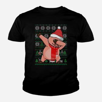 Dabbing Pig Ugly Christmas Sweater Funny Xmas Party Costume Sweatshirt Youth T-shirt | Crazezy UK