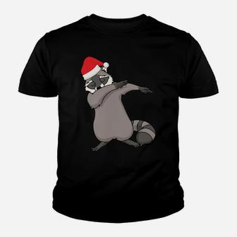 Dabbing Raccoon With Santa Claus Hat Christmas Dab Dance Youth T-shirt | Crazezy AU