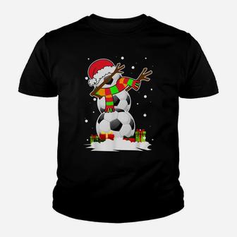 Dabbing Snowman Soccer Christmas Funny Dab Ball Gift Youth T-shirt | Crazezy