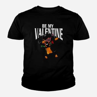 Dachshund Dabbing Be My Valentine Youth T-shirt - Monsterry