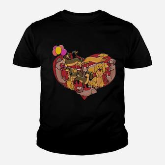 Dachshund Heart Shape Dog Lovers Valentines Day Youth T-shirt - Monsterry AU
