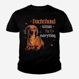 Dachshund Kisses Fix Everything Valentine Youth T-shirt - Monsterry UK