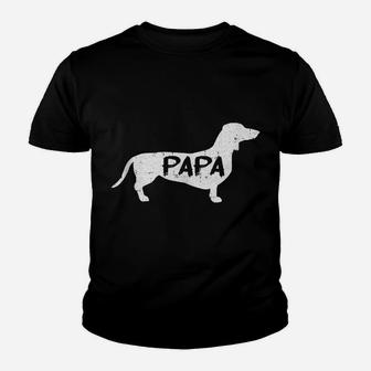 Dachshund Papa Dog Cute Puppy Doggie Animal Lover Doxie Dad Youth T-shirt | Crazezy