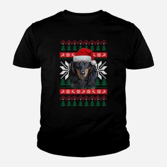 Dachshund Ugly Christmas Santa Hat Doxie Dog Xmas Gift Sweatshirt Youth T-shirt | Crazezy