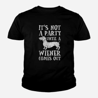 Dachshund Weiner Dog Party Vintage Youth T-shirt | Crazezy UK