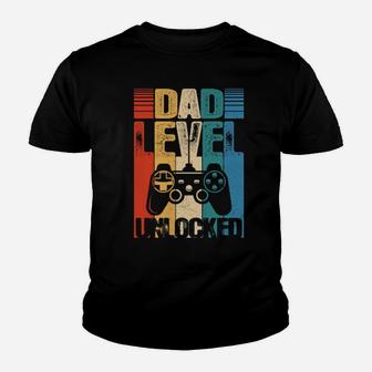 Dad Level Unlocked Pregnancy Announcement Retro Youth T-shirt - Monsterry UK