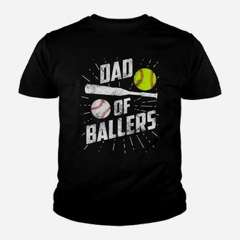 Dad Of Ballers Funny Baseball Softball Game Fathers Day Gift Youth T-shirt | Crazezy CA