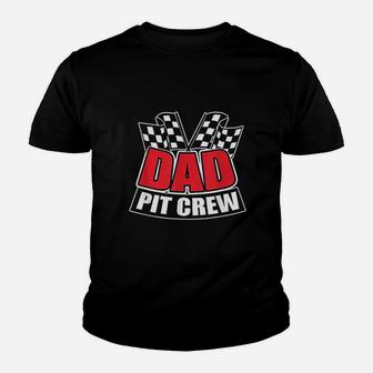 Dad Pit Crew Gift Funny Hosting Car Race Birthday Party Youth T-shirt | Crazezy