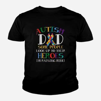 Dad Puzzle Ribbon Son Is My Hero Awareness Youth T-shirt | Crazezy